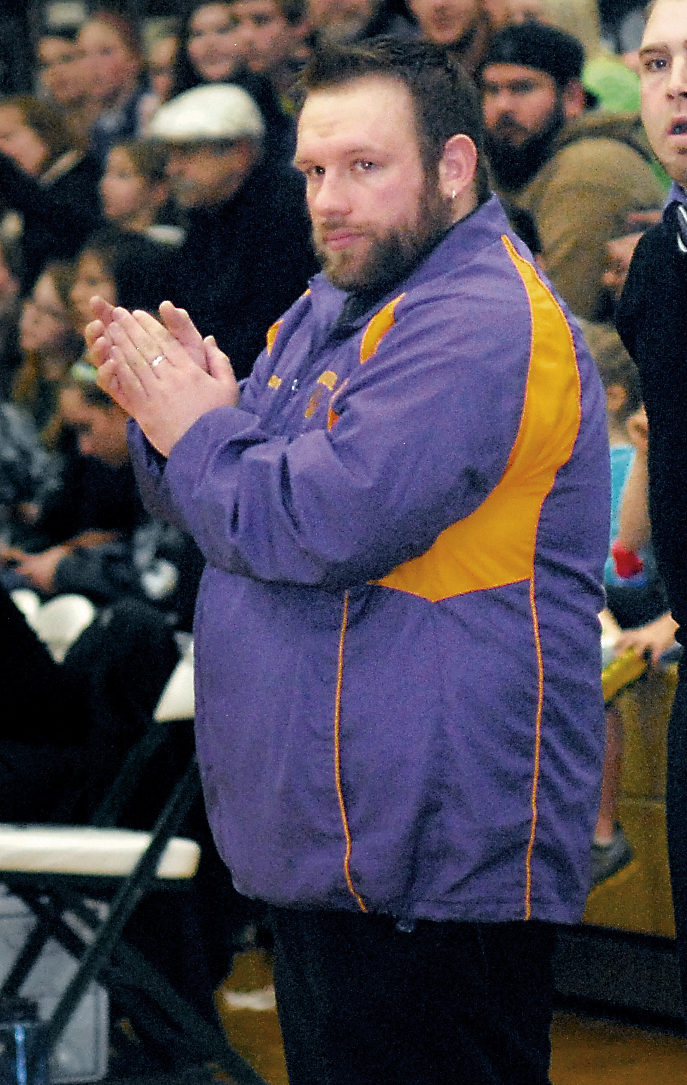 Evan Still coaches Sequim against Port Angeles in January 2014. (Keith Thorpe/Peninsula Daily News)