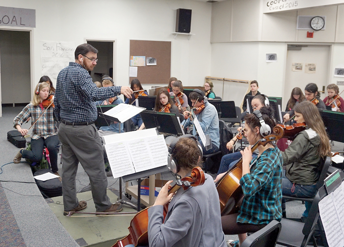 Daniel Ferland conducts the Port Townsend High School Orchestra