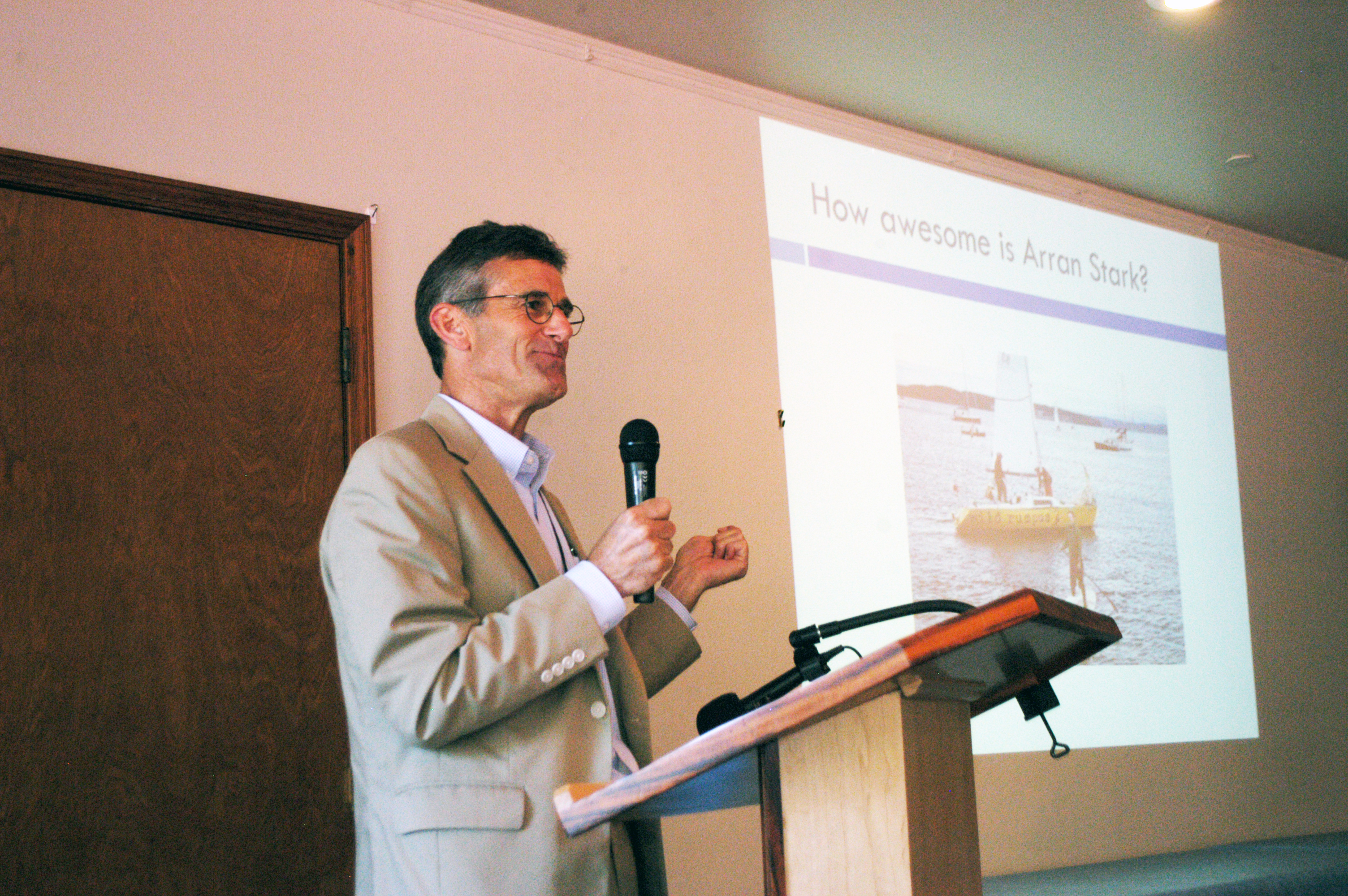 Jefferson Healthcare CEO Mike Glenn speaks to the Jefferson County Chamber of Commerce on Monday. —Photo by Chris McDaniel/Peninsula Daily News ()