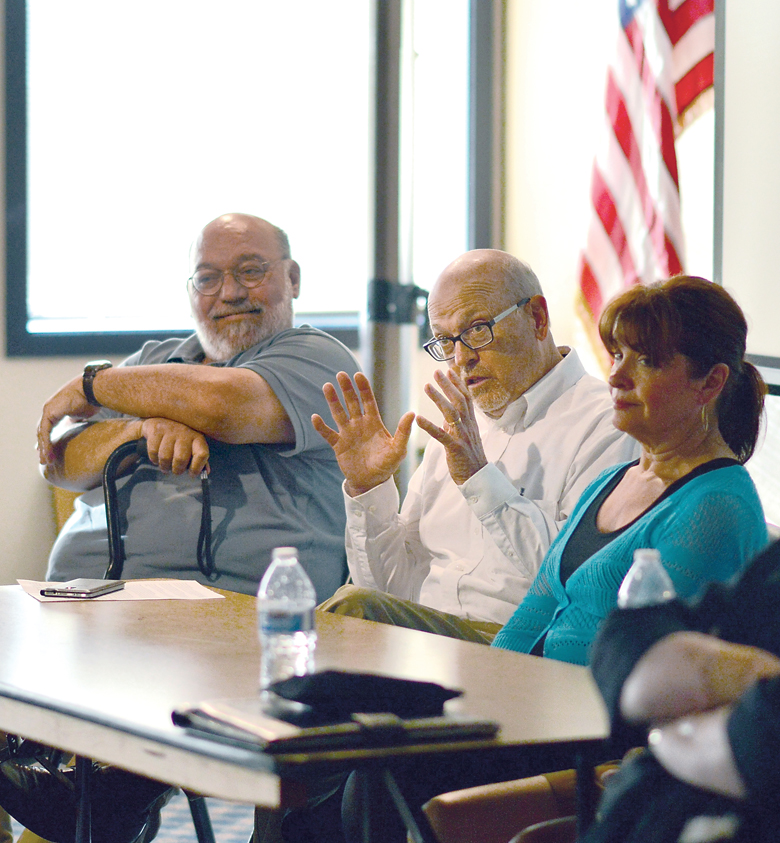 At a public forum about the fate of Port Angeles' Lincoln Theater on Thursday are