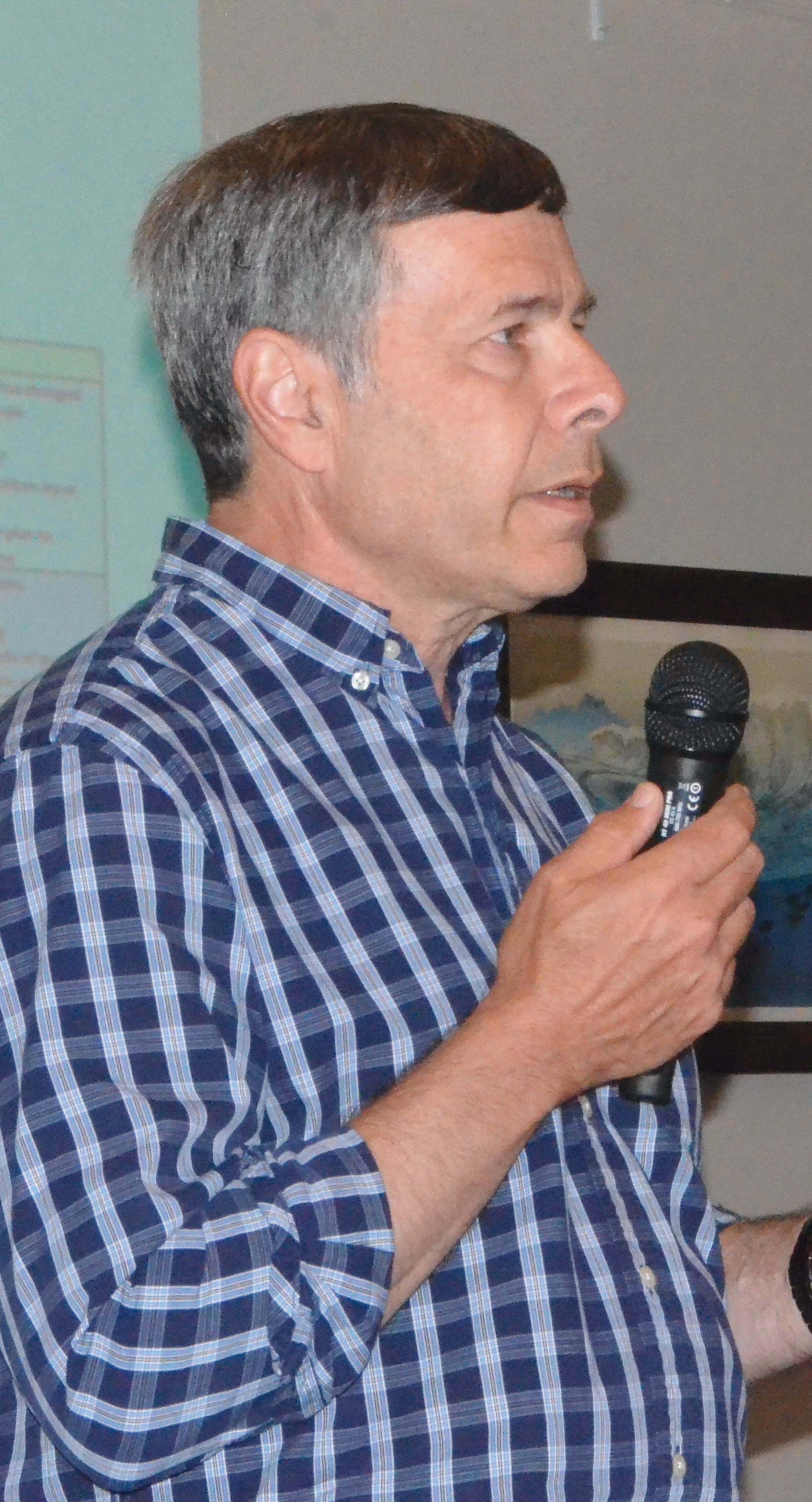 Port Townsend City Manager speaks to the Jefferson County Chamber of Commerce on Monday. —Photo by Charlie Bermant/Peninsula Daily News