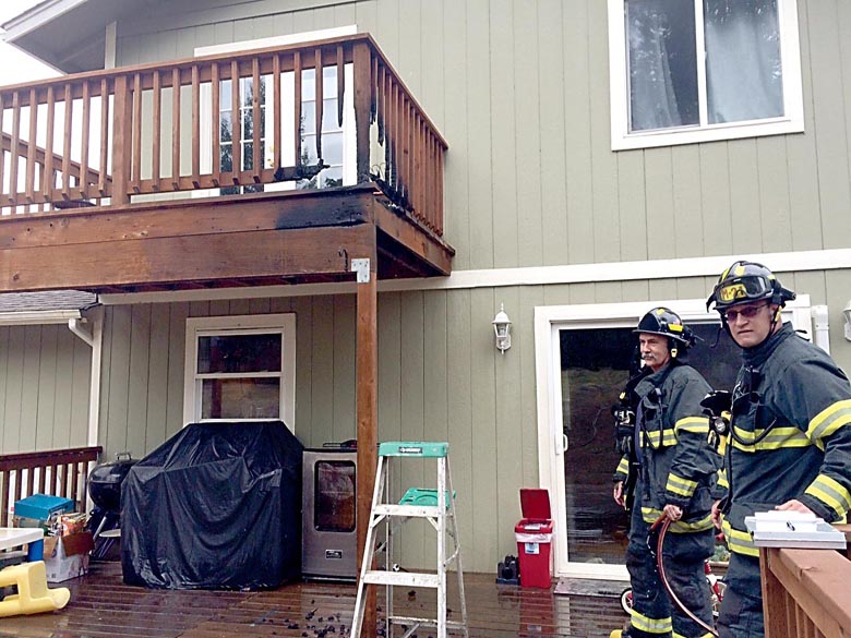 Firefighters from Clallam County Fire District No. 2 and Port Angeles responded to a house on Reddick Road that suffered a second-story deck fire.