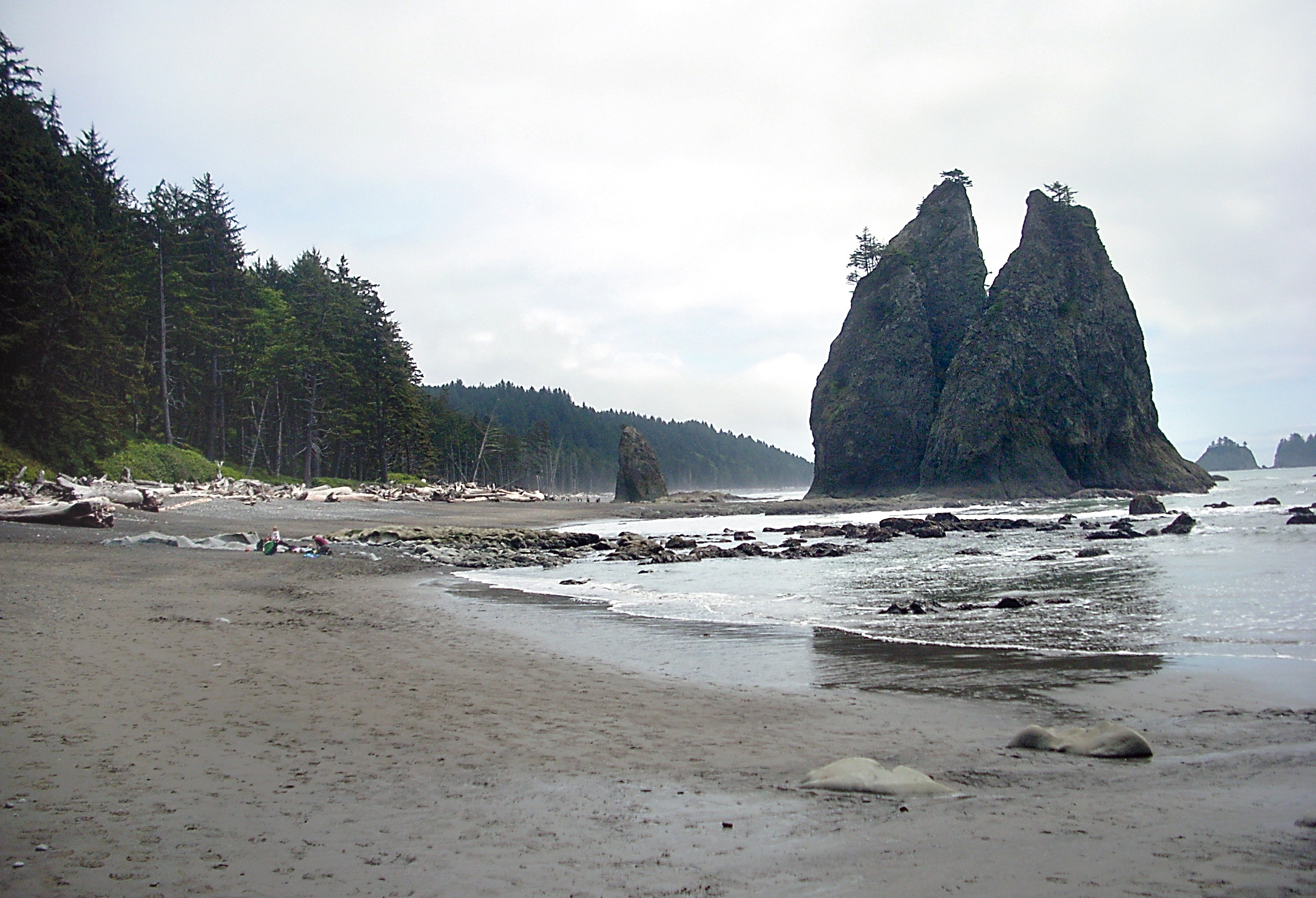 A sea stack stands at water's edge at Rialto Beach in Olympic National Park in May. Keith Thorpe/Peninsula Daily News