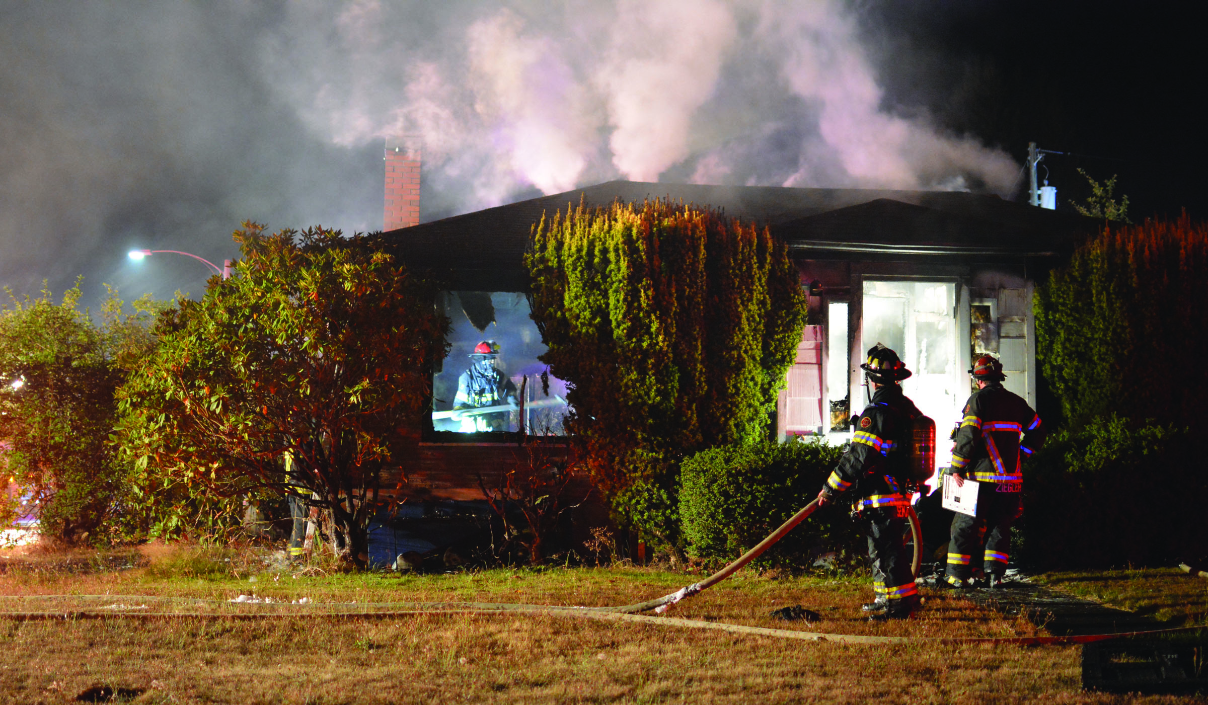 This unoccupied home in Port Angeles was destroyed by fire early Tuesday morning. — Jay Cline/Clallam County Fire District No. 2