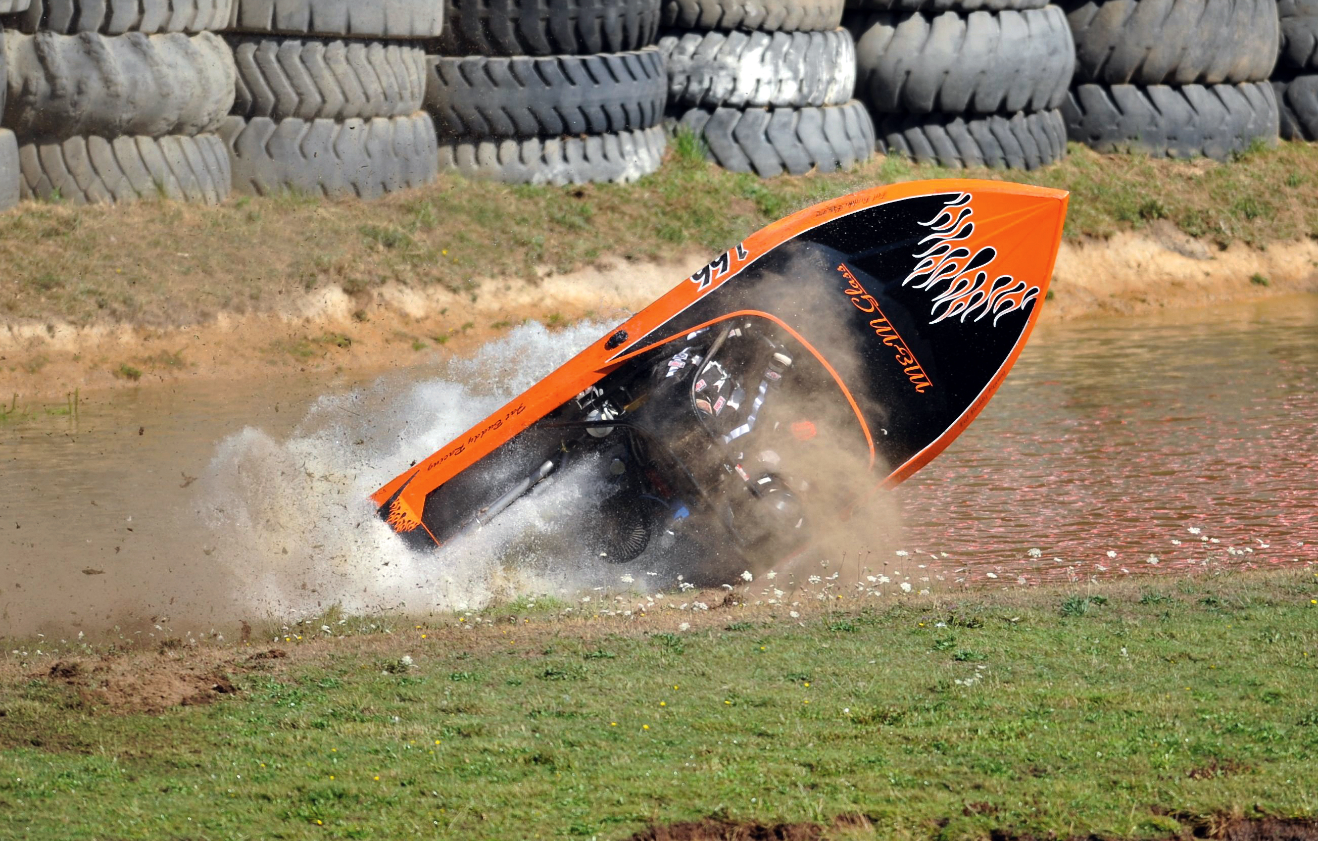 Driver Bud Florko and navigator Nick Kishka flipped their boat