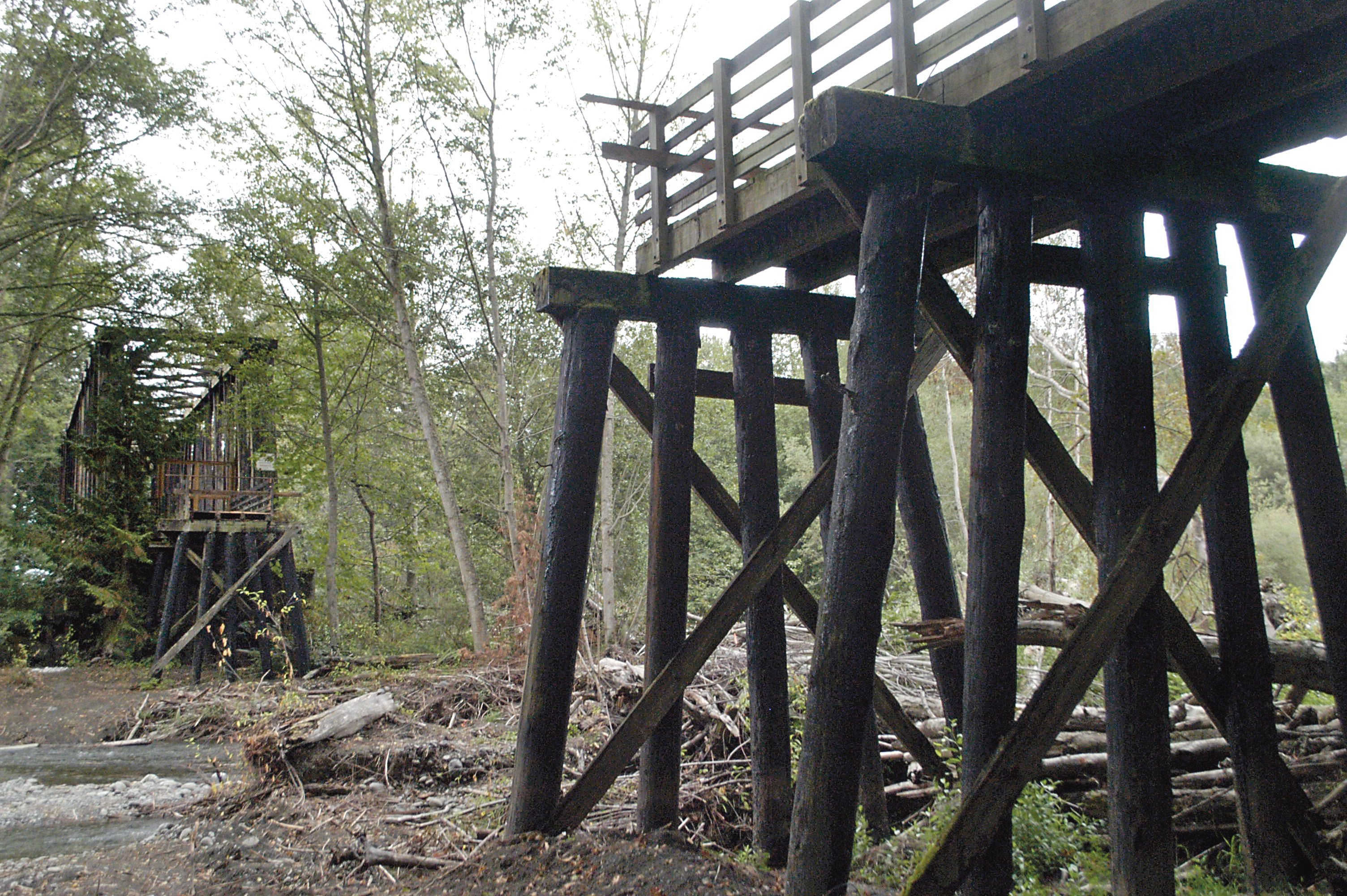 A $1.53 million construction project to replace the trestle on Railroad Bridge in Sequim will begin Monday. — Chris McDaniel/Peninsula Daily News