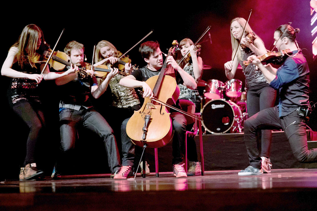 Barrage 8 — a musical group of eight string musicians and one drummer — will perform live at 7 p.m. Friday at the Port Angeles High School Performing Arts Center