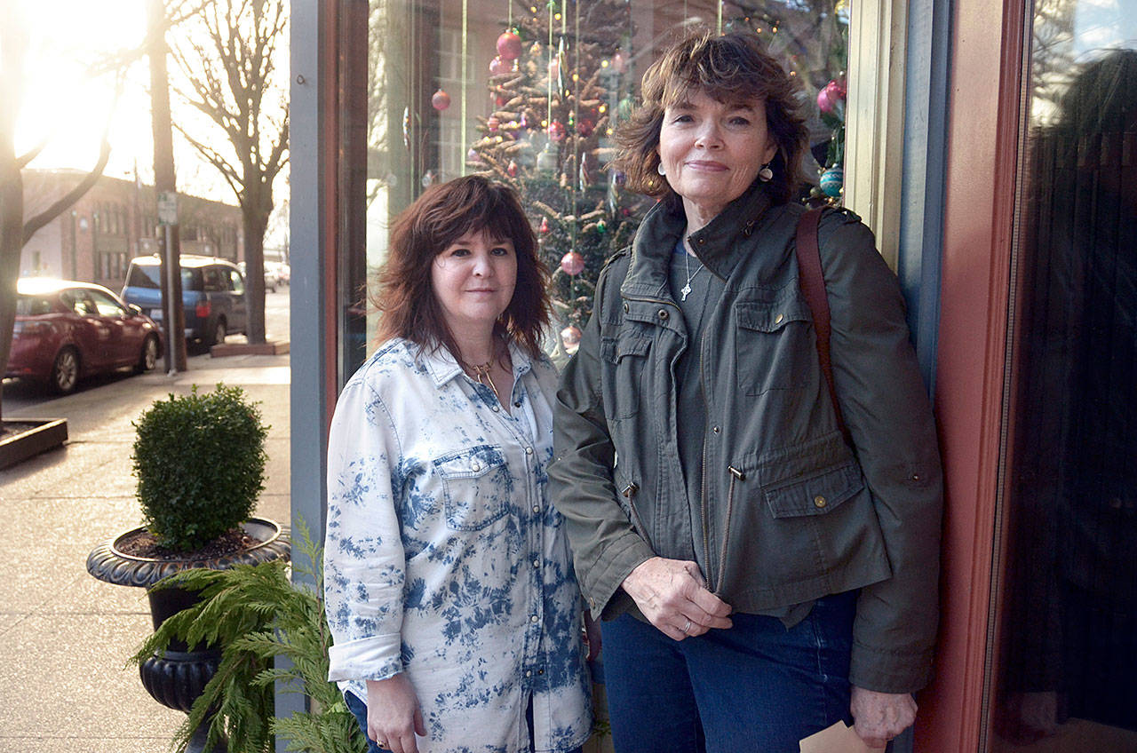 Dawn Mohrbacher, owner of Bubble N Squeak in Port Townsend, and Mari Mullen of the Port Townsend Main Street Program are gearing up for Small Business Saturday to promote local businesses and kick off the holiday season. (Cydney McFarland/Peninsula Daily News)