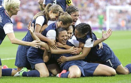 (One of 3 photos) The U.S. women's soccer team won the Olympic gold medal today — avenging last year's World Cup defeat — with a 2-1 victory over Japan. Above