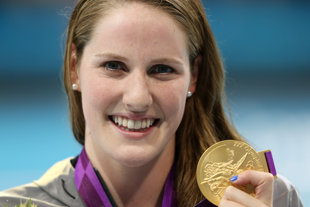 Missy Franklin with her gold medal. The Associated Press