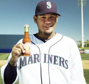 King Felix Hernandez appears in one of the Seattle Mariners' 2013 commercials pitching his favorite bottle of hot sauce. Seattle Mariners