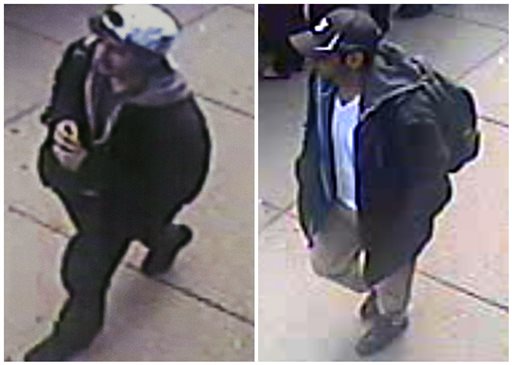 This combination of images released by the FBI today show two images taken from surveillance video of who the FBI are calling suspect number 2