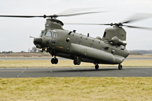 An Army Chinook helicopter.