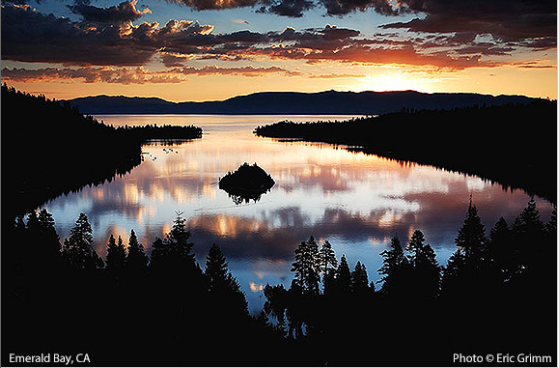 Second place winner — a reflected sunrise at Emerald Bay at Lake Tahoe