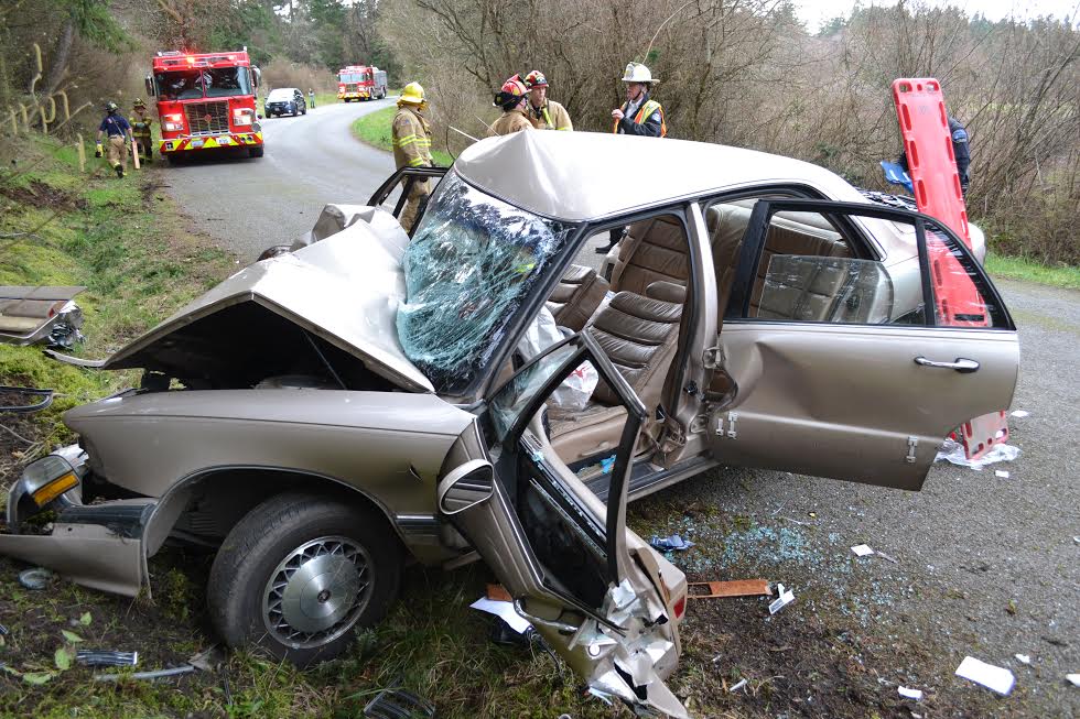 A one-car wreck in Port Townsend sent three people to a Seattle hospital. Bill Beezley/East Jefferson Fire-Rescue