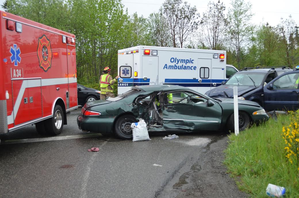 Two cars collided at U.S. Highway 101 and Diamond Point Road this afternoon. Patrick Young/Clallam County Fire District 3