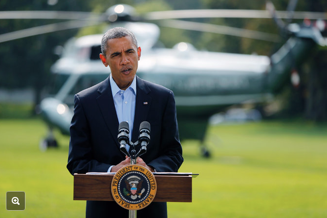 President Obama discussed the situation in Iraq before departing for his vacation from the South Lawn of the White House on Saturday. The New York Times