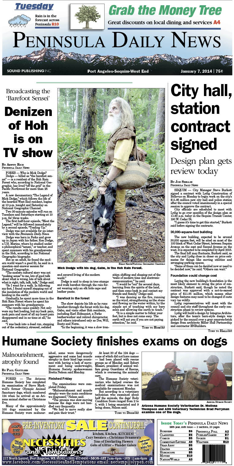 Today's front page for Clallam County readers.