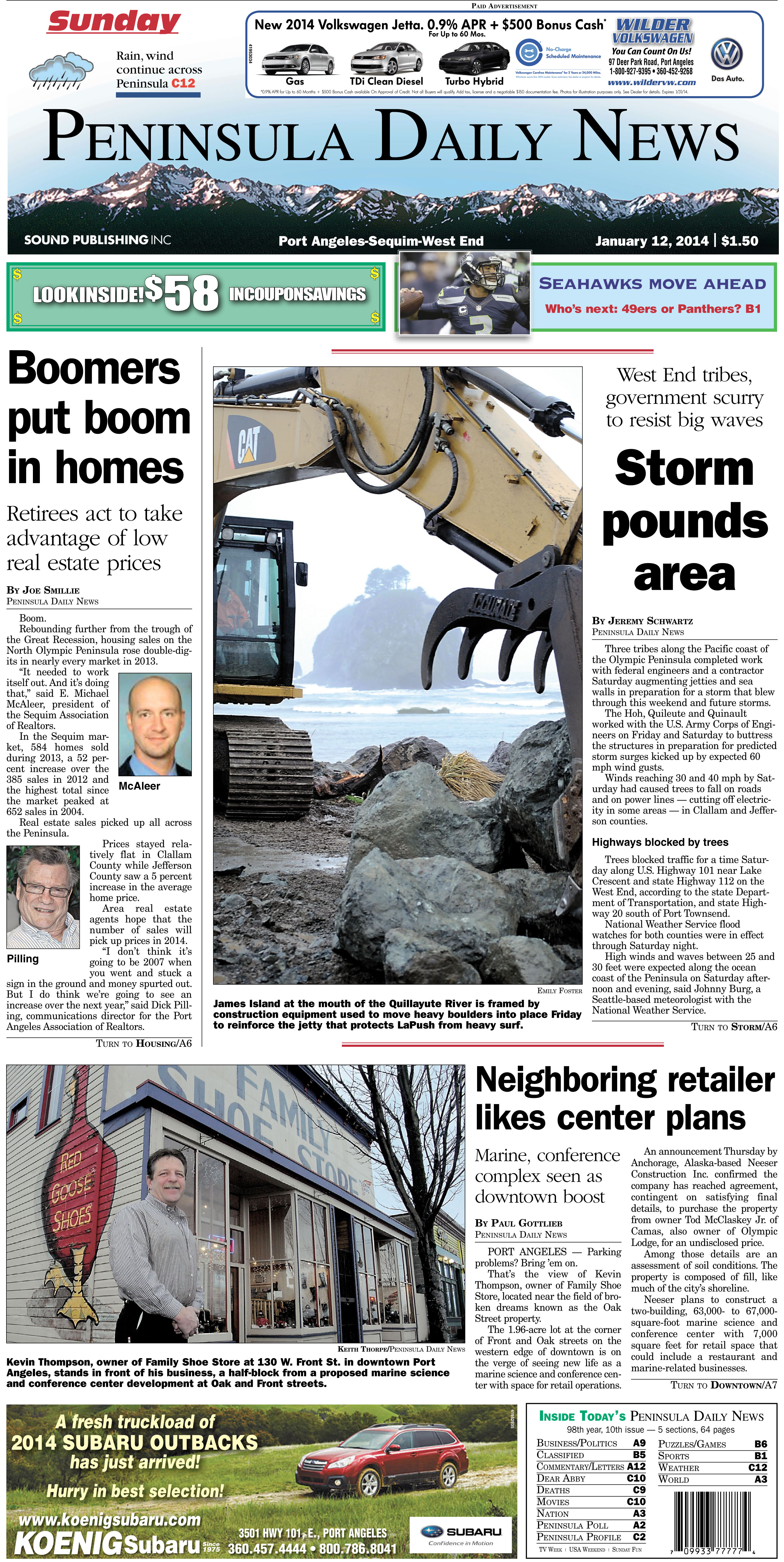 Sunday's front page for Clallam County readers.