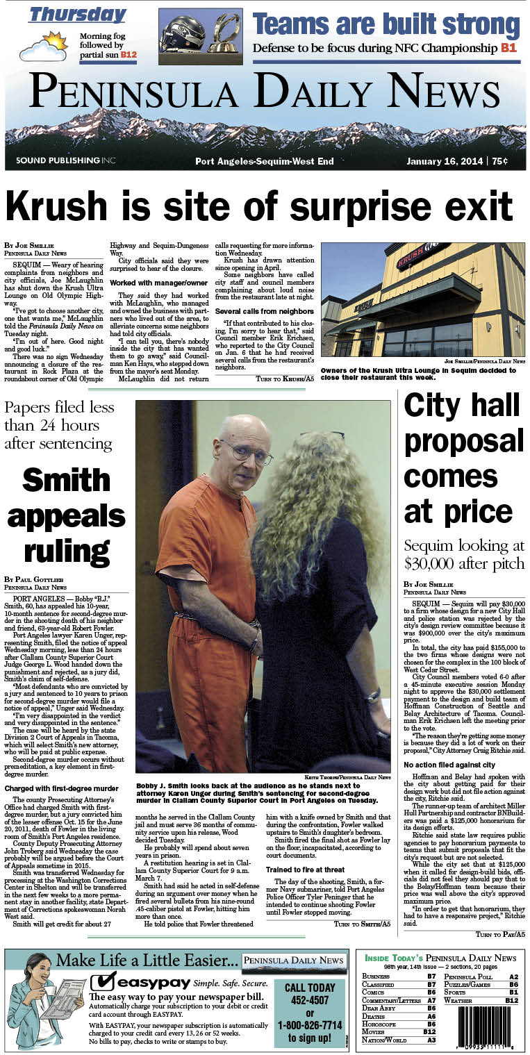 Today's front page for Port Angeles/Clallam County readers.