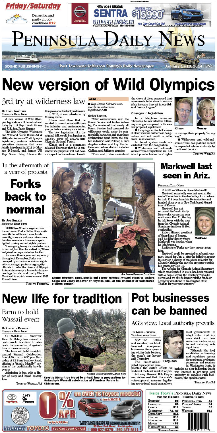 Today's front page for Port Townsend/Jefferson County readers.