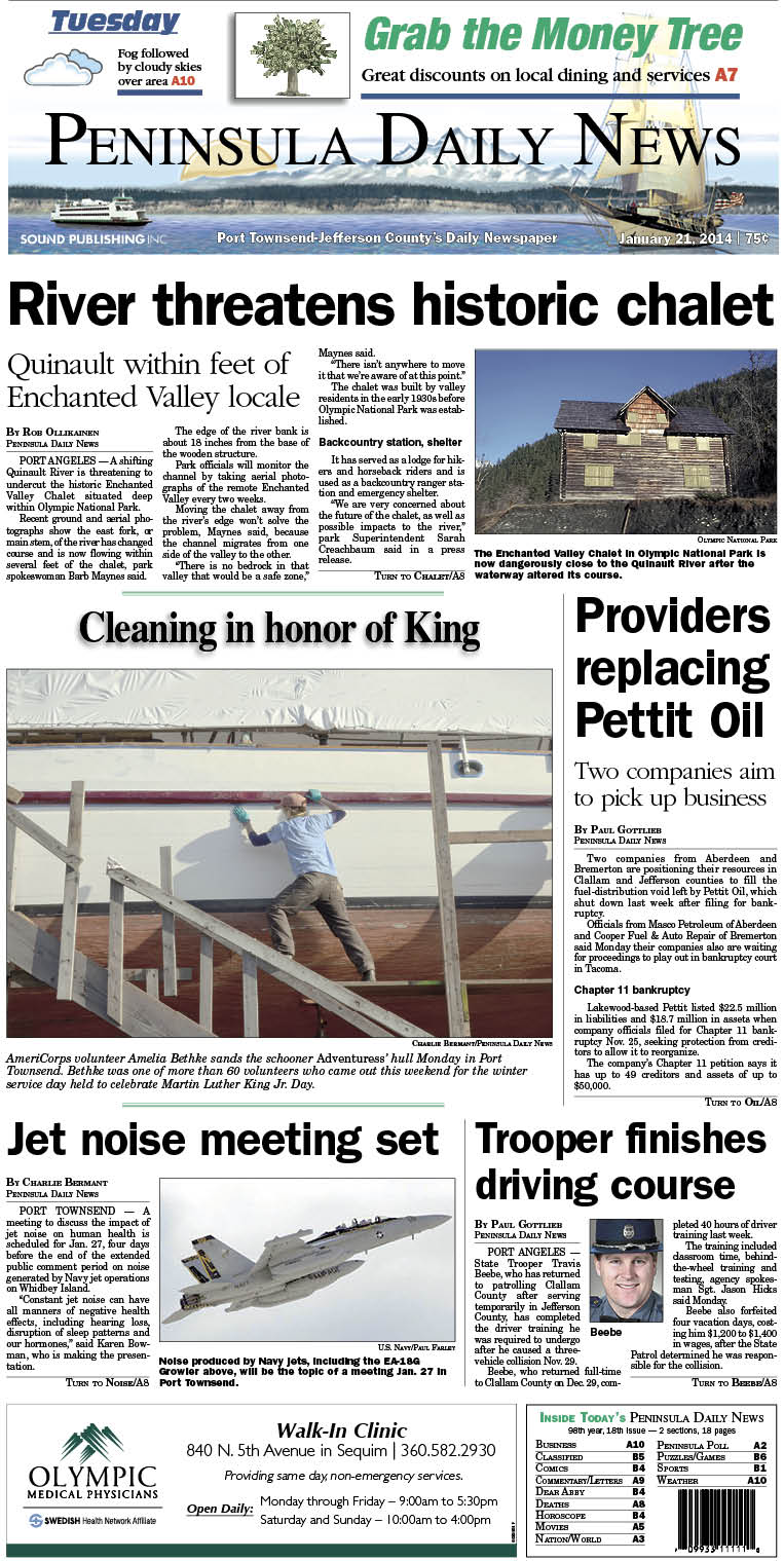 Today's front page for our Port Townsend/Jefferson County readers.