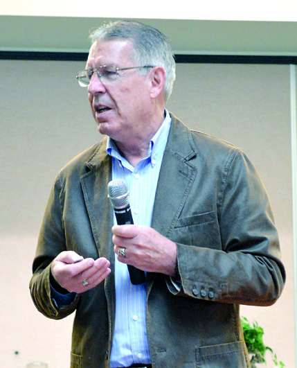 Community Development Director Chris Hugo speaks to the Sequim-Dungeness Valley Chamber of Commerce on Tuesday at the SunLand Golf & Country Club. Joe Smillie/Peninsula Daily News