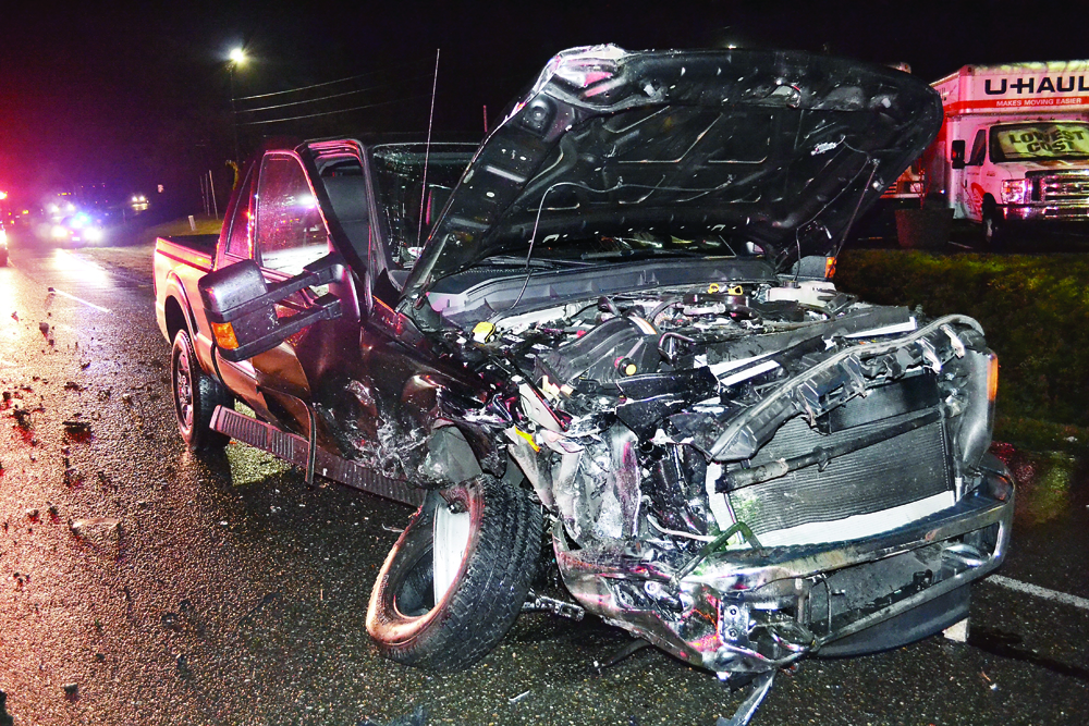 The drivers of this and a second vehicle involved in a head-on collision on state Highway 20 were taken to Jefferson Healthcare hospital in Port Townsend early this morning with minor injuries. Both vehicles were destroyed. East Jefferson Fire-Rescue