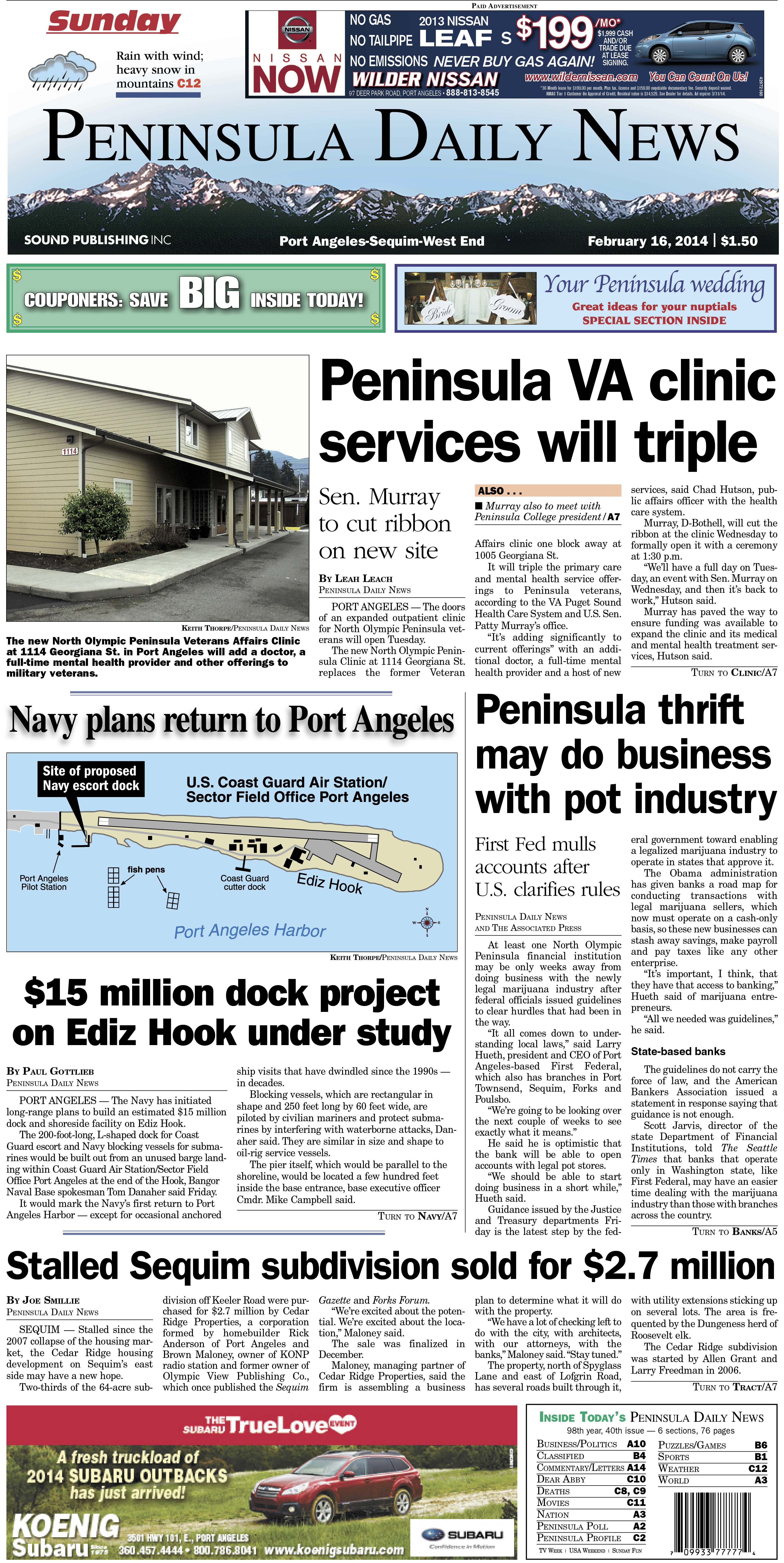 Today's front page for our Clallam County readers.