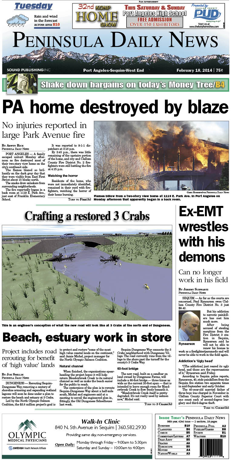 Today's front page for our Clallam County readers.