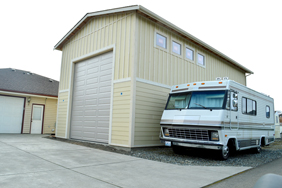 Ken and Kathleen Burrer's garage on Fir Street in Sequim prompted city leaders to look into the need for new regulations. Joe Smillie/Peninsula Daily News