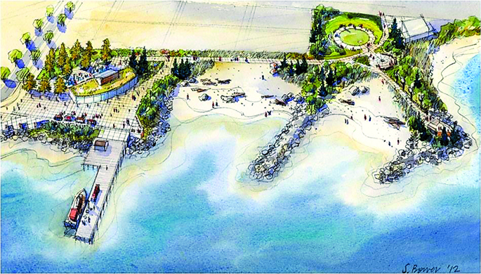 An artist's rendering shows the western portion of the proposed waterfront improvement project in Port Angeles. City of Port Angeles