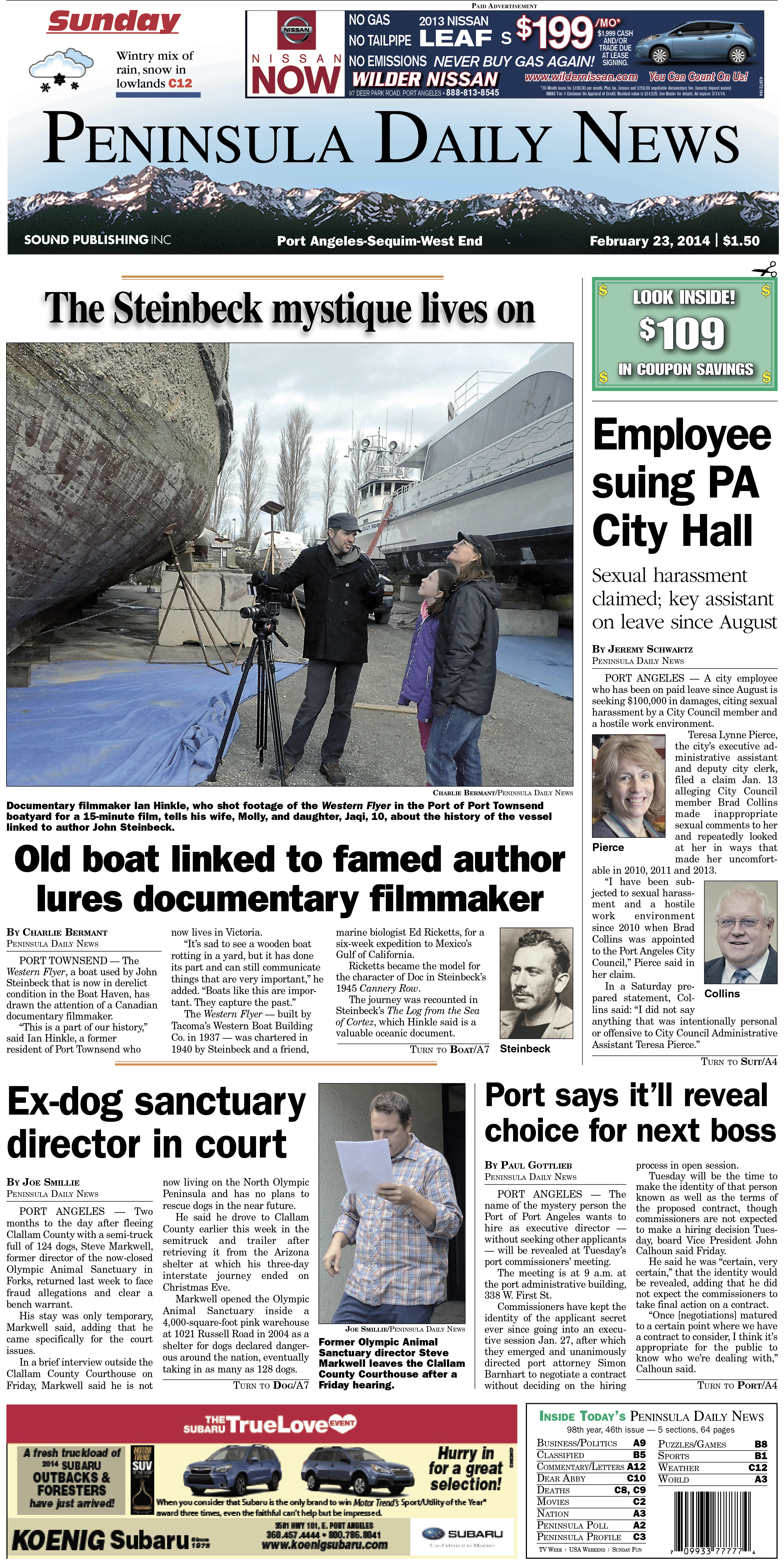 Today's front page for our Clallam County readers.