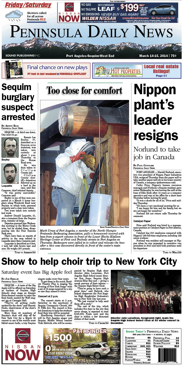 Today's front page for our Clallam County readers.