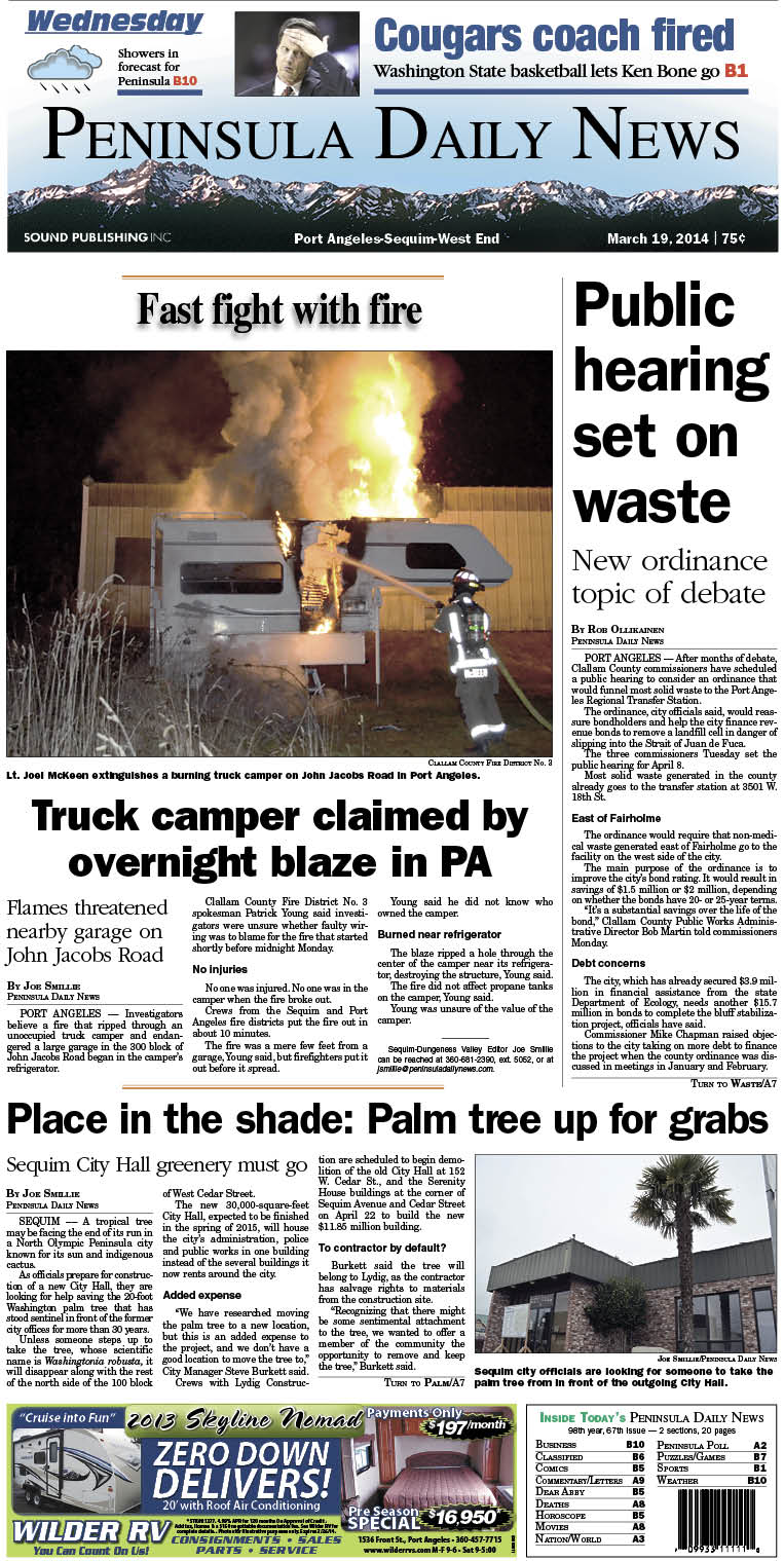 Today's front page for our Clallam County readers.