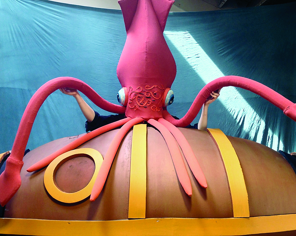 A giant squid is among the creatures in tonight's Tears of Joy Puppet Theatre performance of “20