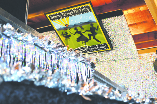 A sneak peek at the 1950-themed float for Sequim's 2013 Irrigation Festival royalty shows shimmering silver along the edges. The float will be rolledout at Saturday's festival kickoff dinner and auction at 7 Cedars Casino at 4:45 p.m. Joe Smillie/Peninsula Daily News