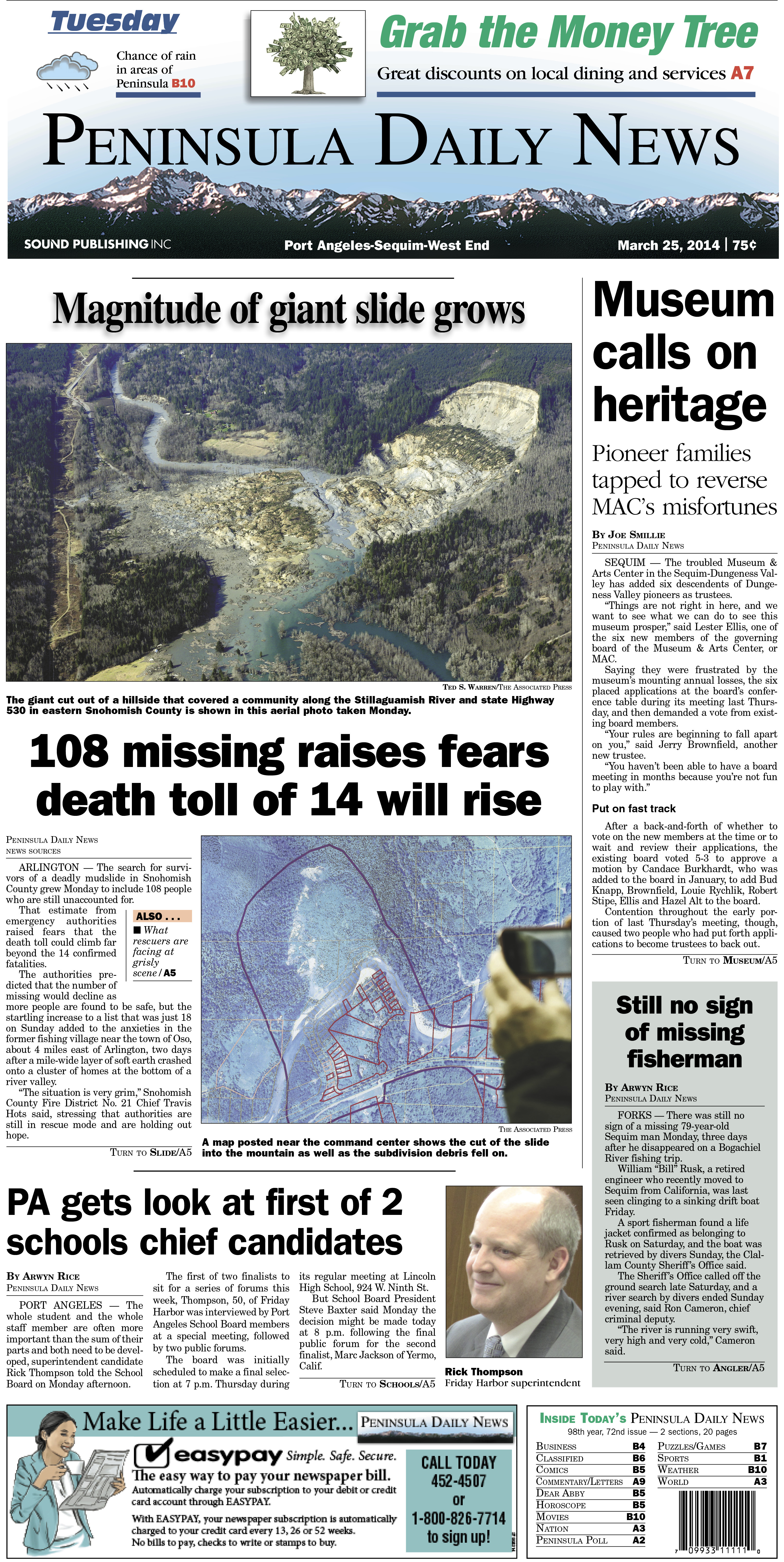 Today's front page for our Clallam County readers.