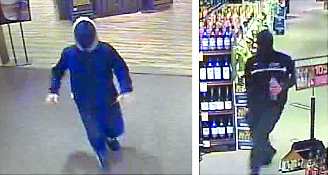 Security camera images of the two masked robbers at the Port Townsend Safeway. Port Townsend Police Department