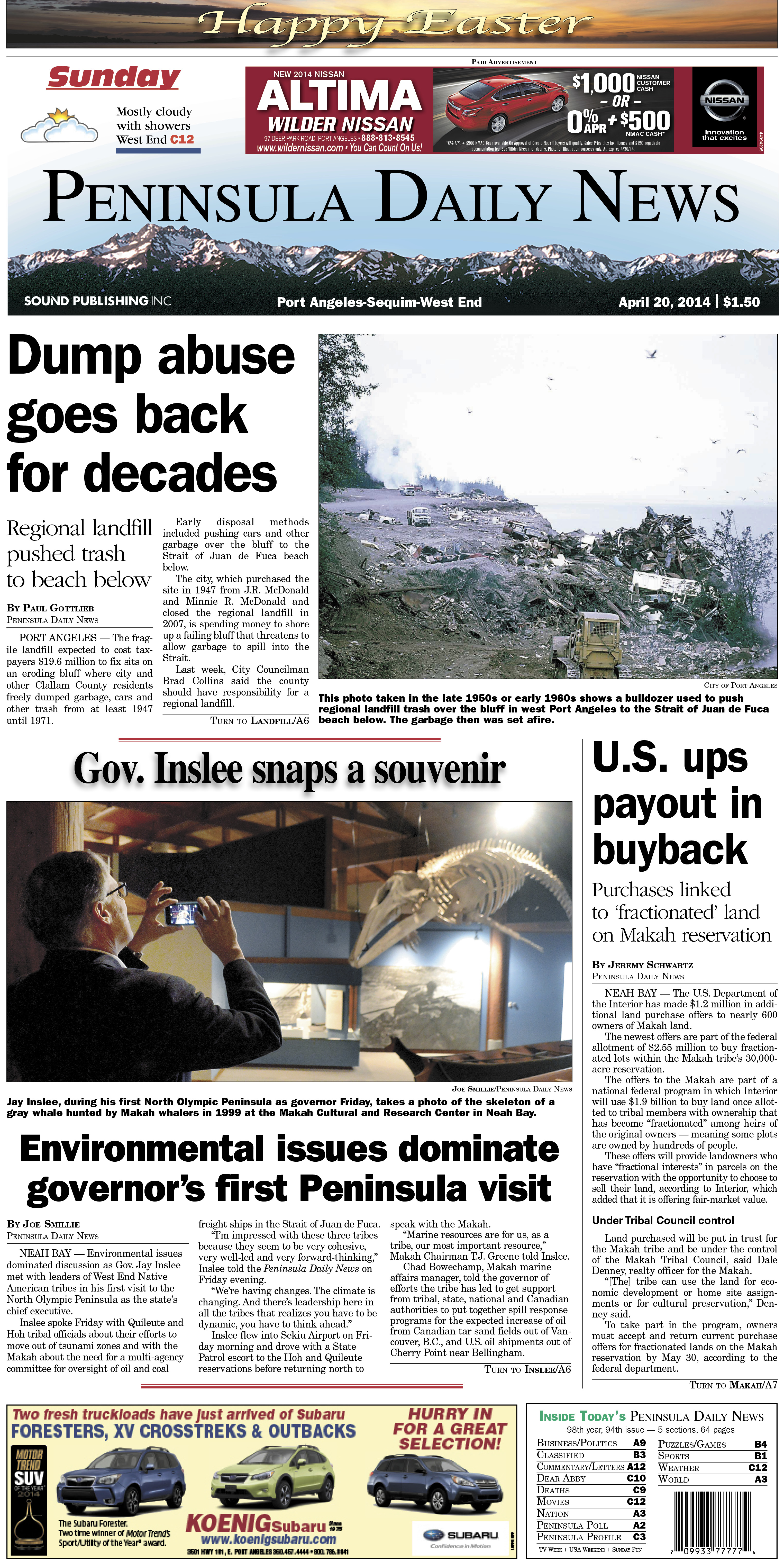 Today's PDN front page for our Clallam County readers.