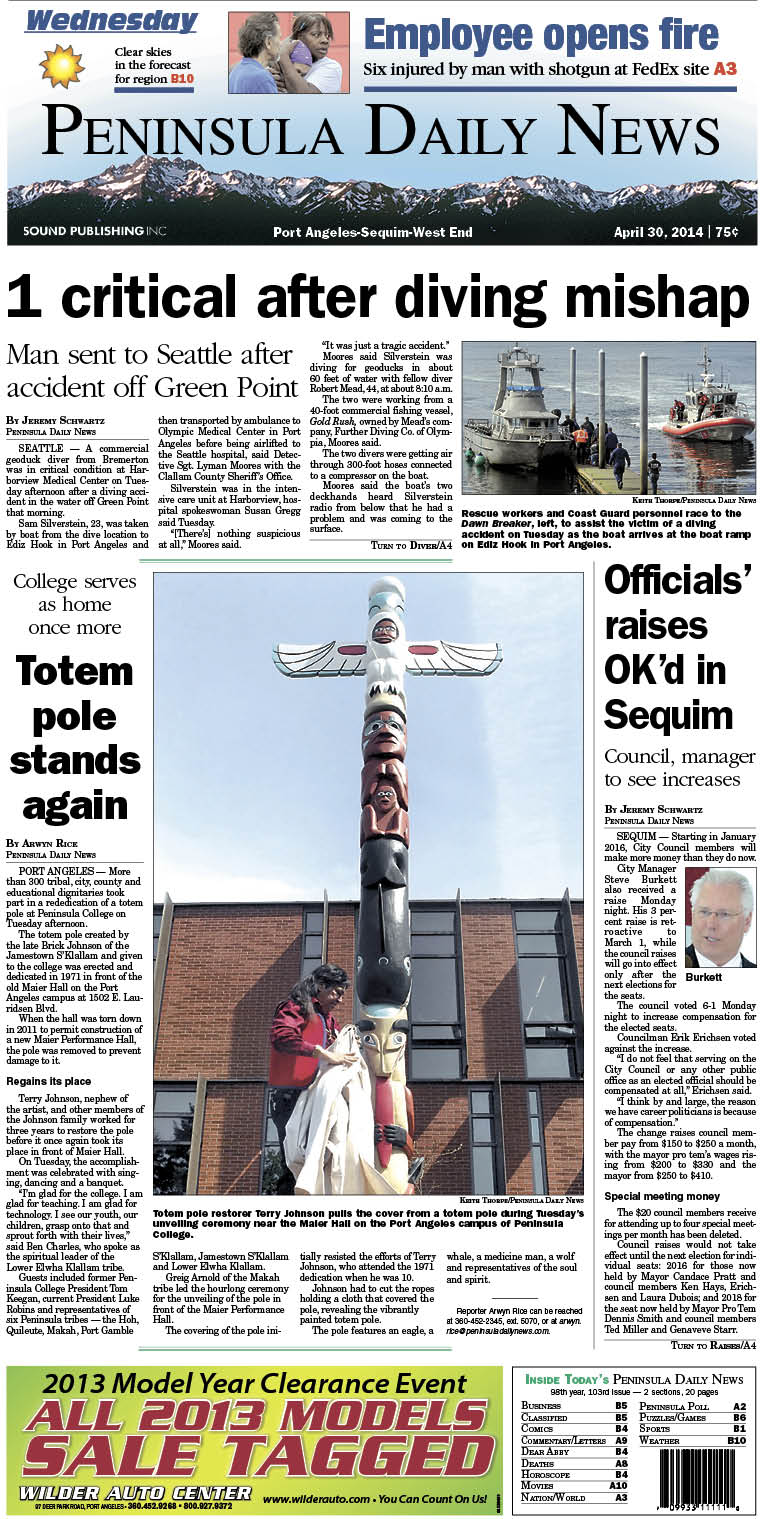 Today's PDN front page for our Clallam County readers.