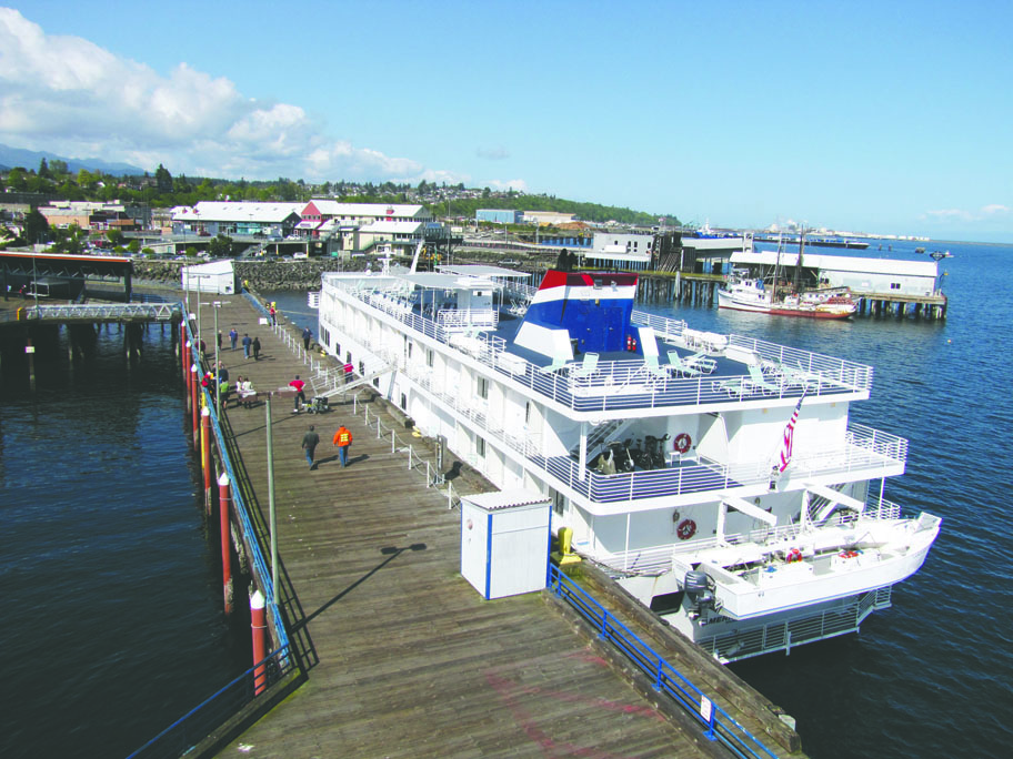 The American Spirit docks Tuesday morning at City Pier in Port Angeles. Arwyn Rice/Peninsula Daily News