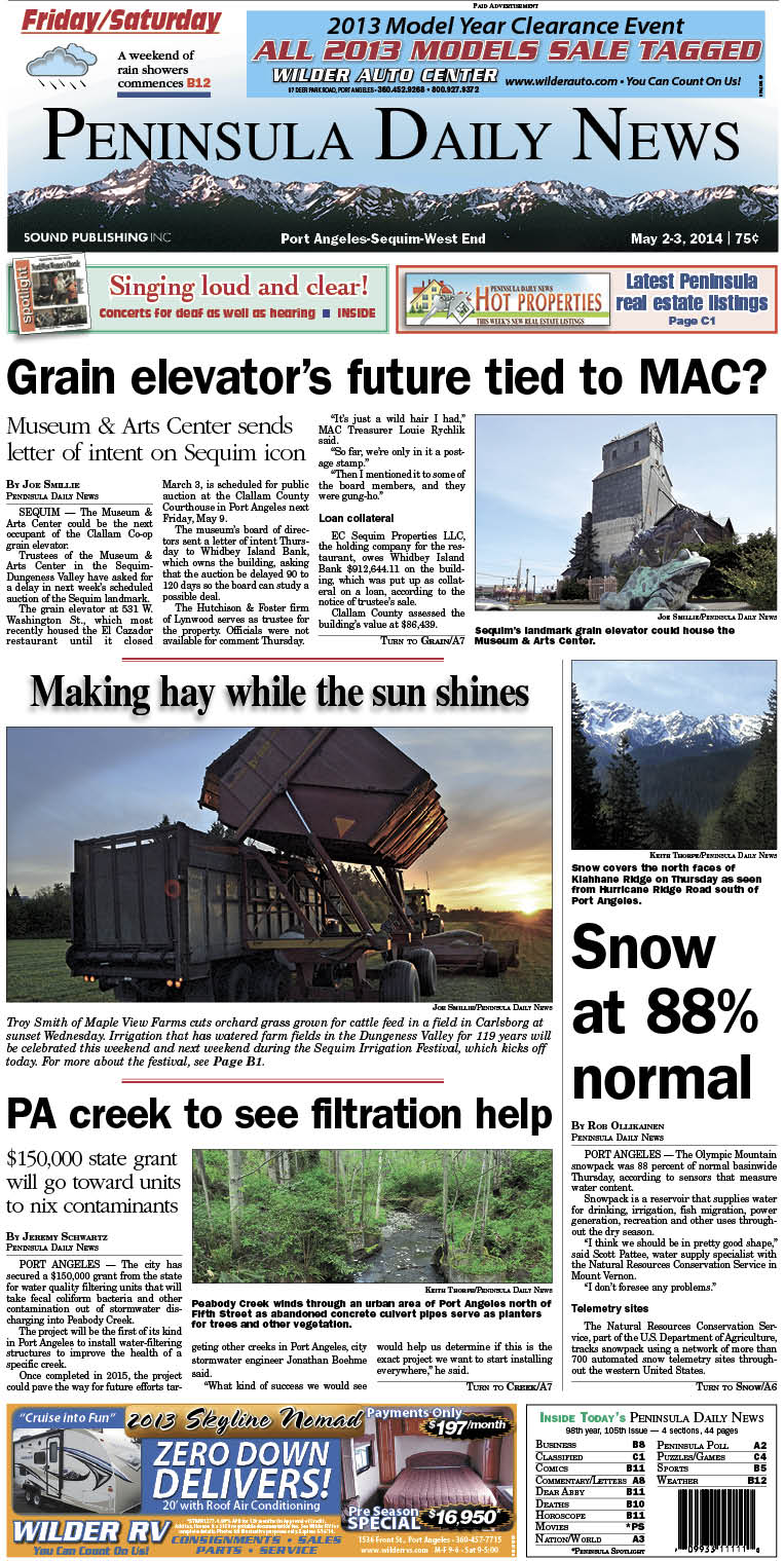 Today's PDN front page for our Clallam County readers.