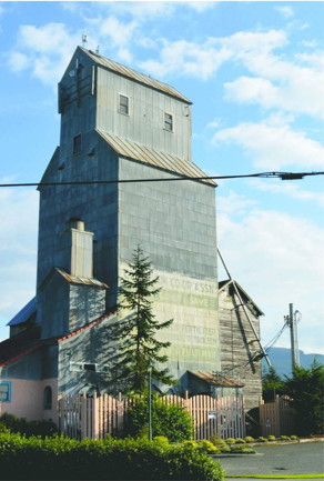 Landmark grain elevator in Sequim built for  the Clallam Co-op in 1944. Peninsula Daily News file photo