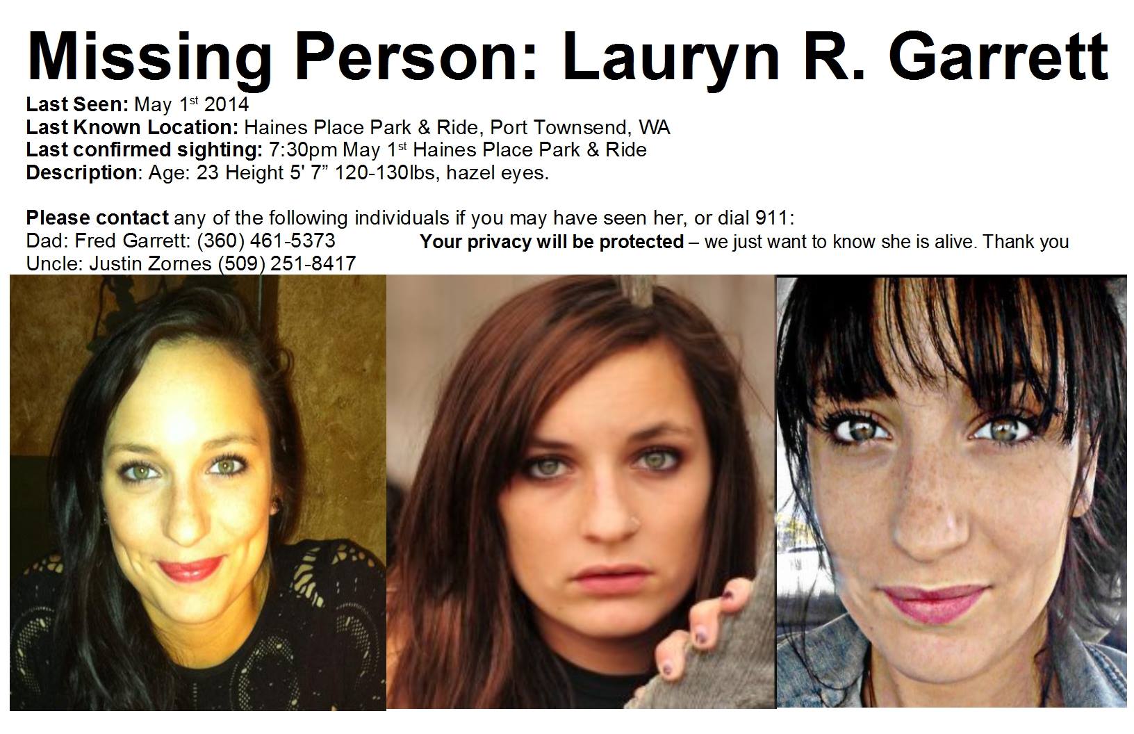 Online appeal from the family of Lauryn R. Garrett.