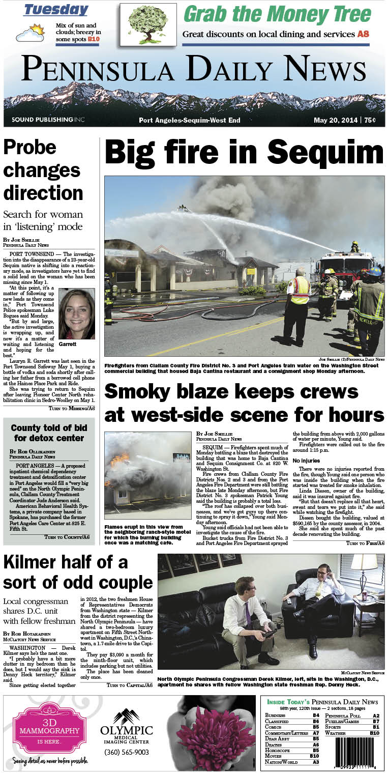 PDN's front page for today's Clallam County readers.