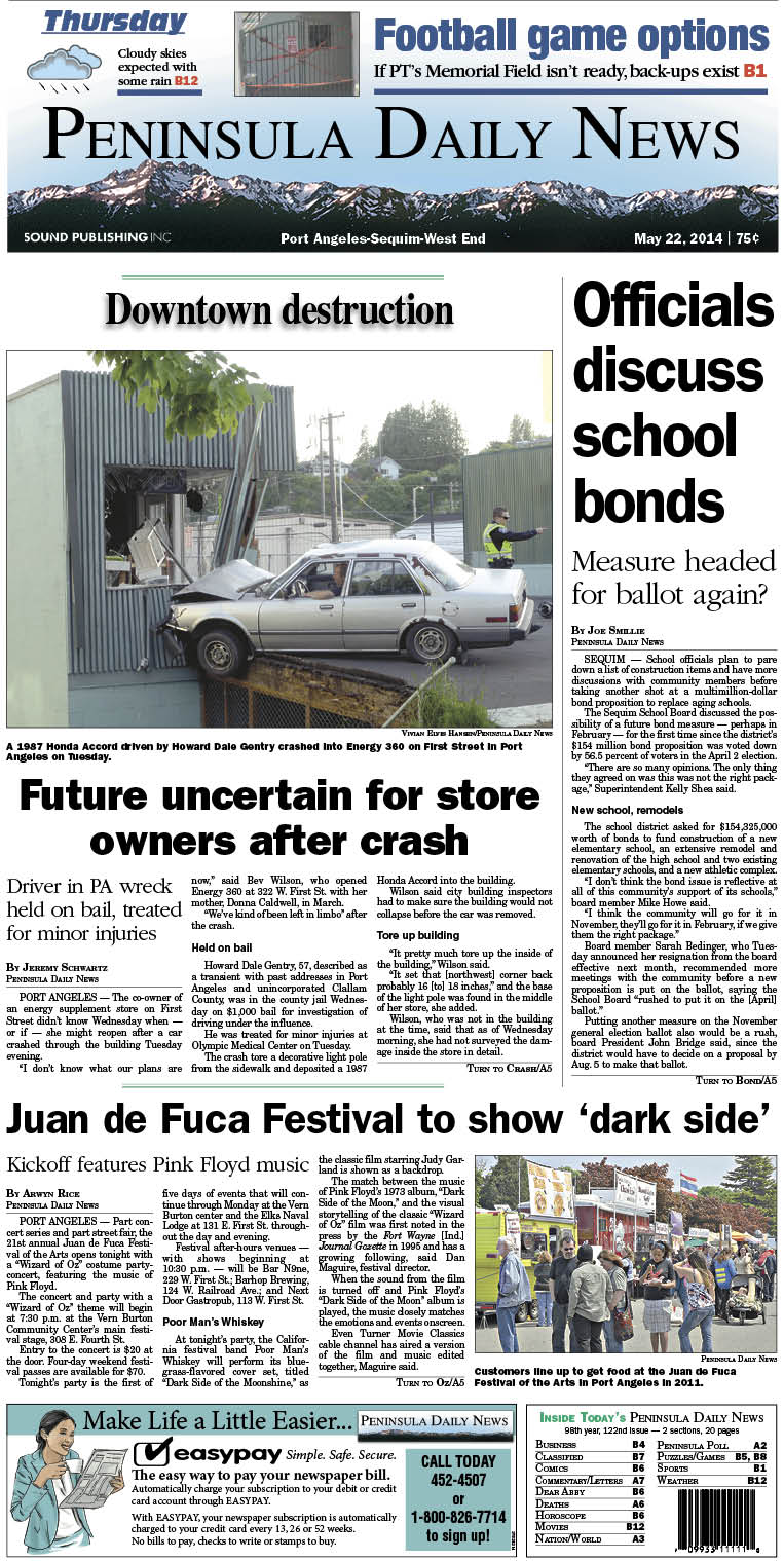 PDN's front page for today's Clallam County readers.