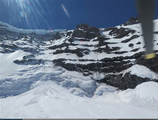 Climbers' gear was found Saturday near the bottom of this slope on Mount Rainier