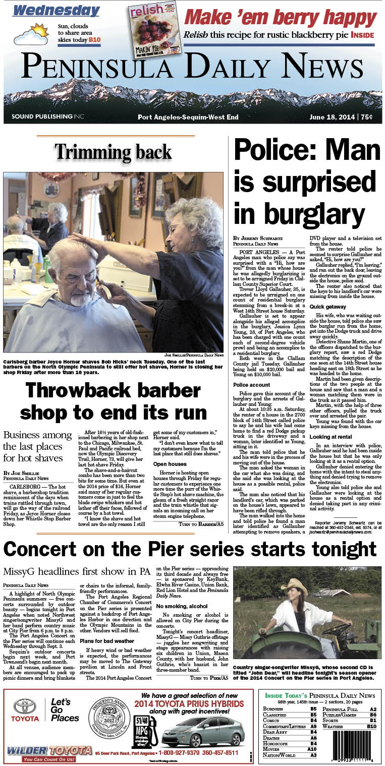 PDN's front page for today's Clallam County readers.