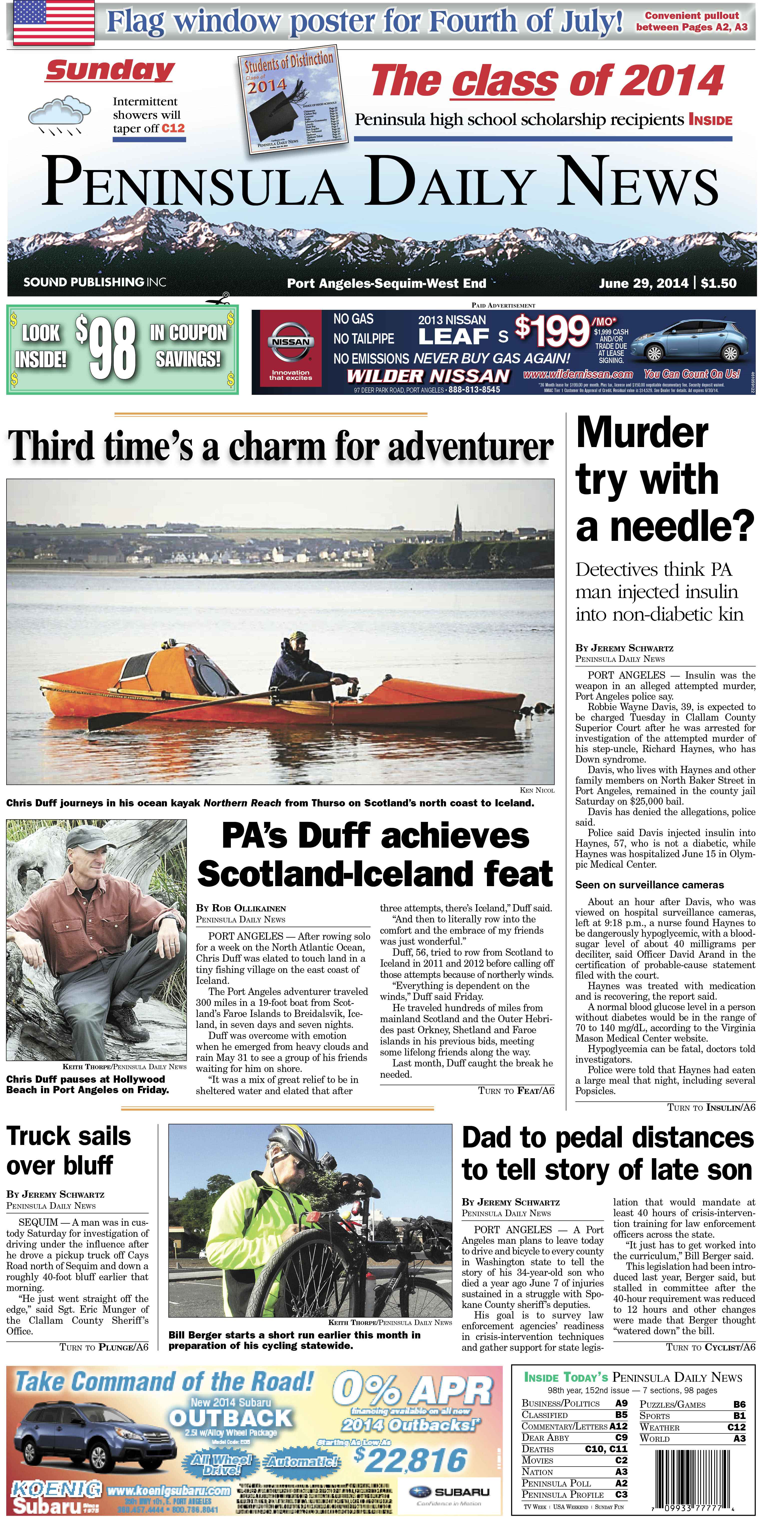 PDN's front page for today's Clallam County readers. But there's so much more inside that isn't online!